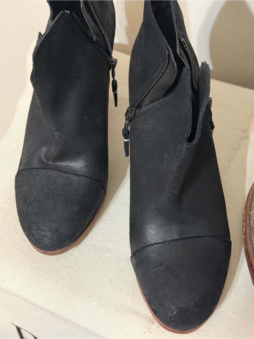 rag & bone Black Suede Ankle Booties with Side Zipper